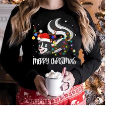 Funny Cute Skunk Christmas Light t shirt, Skunk Christmas Sweatshirt,Funny Skunk Christmas tshirt