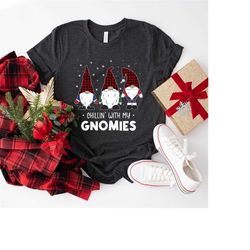 Chillin With My Gnomies Santa Gnome Christmas Pajama T-Shirt,Christmas Friends Sweatshirt,Gnomies Shirt,Christmas Sweats