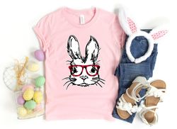 Bunny With Glasses Shirt Png, Easter Shirt Png, Easter Bunny Graphic Tee, Cute Easter Shirt Png,Rabbit Shirt Png,Kids Ea