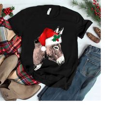 Donkey Christmas Sweatshirt, Donkey Christmas Santa T Shirt,Christmas Sweatshirt,Donkey Christmas Sweatshirts for Women