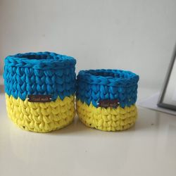 hand crocheted  interior storage basket,nursery decor, small storage baskets