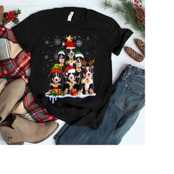 Funny Bernese Mountain Christmas Tree Gifts Xmas T-Shirt, Bernese Mountain Christmas Light Funny Dog Lover Xmas Gift T-S