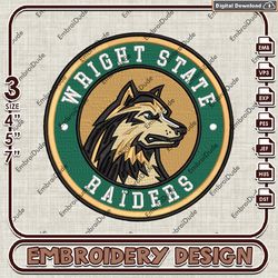 NCAA Logo Embroidery Files, NCAA Wright State Raiders Embroidery Designs, Wright State Raiders Machine Embroidery Design