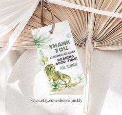 Three rex Birthday Favor tags, Dinosaur Party Favors Thank you tags Gift tag Printable Templates