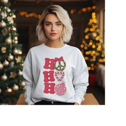 Ho Ho Ho Christmas Sweater - Christmas Peace Sweater - Christmas Candy Cane Hoodie - Disco Ball Christmas Sweater - Chri