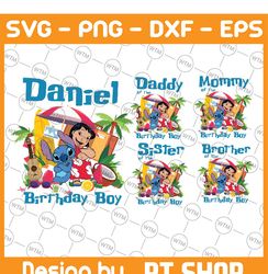 Personalized Name And Age Lilo and Stitch Png, Family Birthday Stitch Png, Lilo and Stitch Family Boy Girl Png,  Digital
