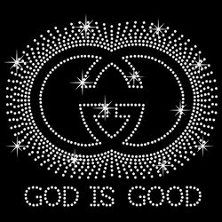 God Is Good Rhinestone template SVG, Gucci logo Religious rhinestone svg, Gucci Svg, logo Brand Svg, Digital download