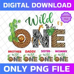 Personalized Wild One Bundle Family Design, Birthday Wild One PNG, Zoo Animal Safari Birthday, Wild Birthday,  Sublimati