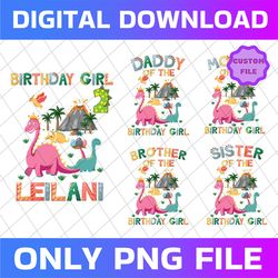 Personalized Dinosaur Family Birthday Png,Family Birthday Girl Png, Dinosaur Birthday Png,Party Girl Png,Cute Dinosaur