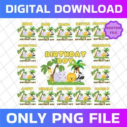 Safari Birthday bundle boy PNG,Family Birthday Png, Matching Family Safari Png, Zoo Birthday Png, Digital download