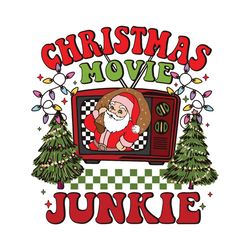 Retro Christmas Movie Junkie Santa Claus SVG Download