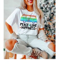 Hippie Caravan Shirt - Peace Love Hippiness Tee - Human Freedom T-Shirt - World Peace Clothes - Peace Sign Tee - Hippie