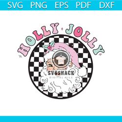 Retro Groovy Holly Jolly Cute Santa Claus SVG File For Cricut