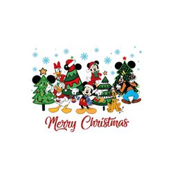 Retro Mickey and Friends Merry Christmas PNG Download