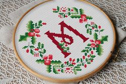Bright flowers alphabet cross stitch pattern, 26 Letters