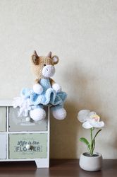 Little plush cow toy stuffed animals, crochet cow or bull with personalisation, Christmas baby gift