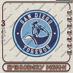 NCAA Logo Embroidery Files, NCAA San Diego Toreros Embroidery Designs, San Diego Toreros Machine Embroidery Design