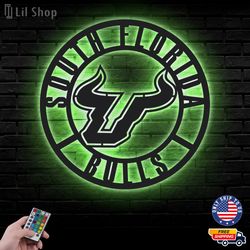 South Florida Bulls Metal Sign, NCAA Logo Metal Led Wall Sign, NCAA Wall decor, South Florida Bulls LED Metal Wall Art