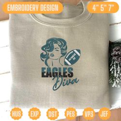 nfl philadelphia eagles diva embroidery design, nfl football logo embroidery design, famous football team embroidery design, football embroidery design, pes, dst, jef, files
