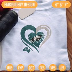 nfl philadelphia eagles heart embroidery design, nfl football logo embroidery design, famous football team embroidery design, football embroidery design, pes, dst, jef, files