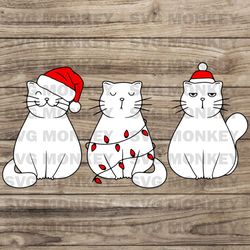 Christmas Cat Svg, Row of Cats Svg Cut file, Cat Svg, Animal, Christmas Svg Designs, Holiday SVG EPS DXF PNG