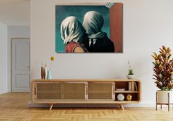 Rene Magritte Lovers Ready To Hang Canvas,Rene Magritte The Lovers Wall Art,The Lovers Canvas Print,Rene Magritte Poster