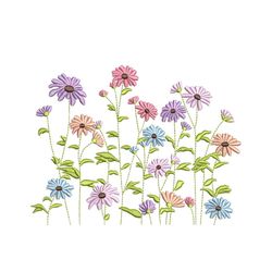 Flowers Machine Embroidery Design, 4 sizes, Instant Download
