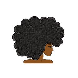 Beautiful African American Woman Embroidery Design, 3 sizes, Instant download