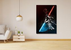 Darth Vader Ready To Hang Canvas, Star Wars Black and Red Art, Darth Vader Effect Wall Art, Star Wars Darth Vader Poster