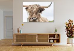 Highland Cow Sepia Ready To Hang Canvas Print,Highland Cow Sepia Canvas Wall Decor,Animal Canvas Wall Art,Animal Canvas