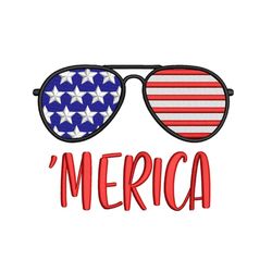 Merica Sunglasses Embroidery Design, American Flag Embroidery Design, Independence Day Embroidery, Fourth of July Embroi