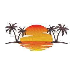 Palm Tree Embroidery Design, Summer Beach Embroidery File, 4 sizes, Instant Download