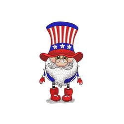 American Gnome Embroidery Design, 4th July Gnome Embroidery Design, Patriotic Independence Day Embroidery File, 3 sizes,