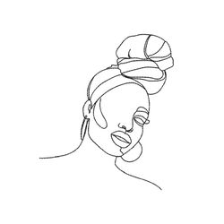 African woman embroidery design, Line art embroidery file, 6 sizes, Instant download