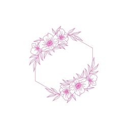 Floral Frame Embroidery Design, 5 sizes, Instant Download