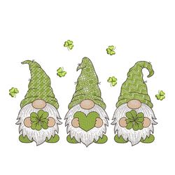St. Patricks Day Gnomes Embroidery Design, 3 sizes, Instant Download
