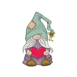 Valentine Gnome Embroidery Design, 4 sizes, Instant Download