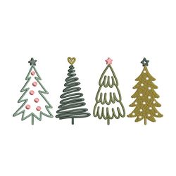 Christmas Trees Embroidery Design, Xmas Tree embroidery, 4 sizes, Instant download