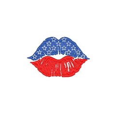 American Flag Lips Embroidery Design, Independence Day Embroidery