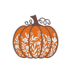 Floral Pumpkin Embroidery Design, Fall Embroidery File, 3 sizes, Instant Download