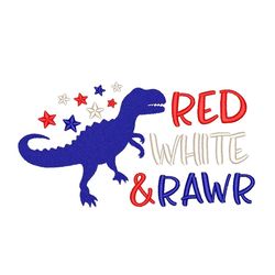 4th of July Dinosaur Embroidery Design, 3 sizes, Instant Download