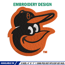Baltimore Orioles Embroidery Design, Logo Embroidery, MLB Embroidery, Embroidery File, Logo shirt, Digital download