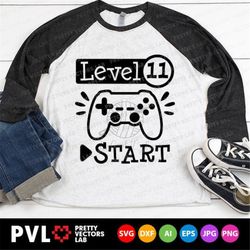 Gamer Birthday Svg, 11th Birthday Svg, Level 11 Svg, Dxf, Eps, Png, Game Controller Svg, Video Game Cut Files, Funny Svg