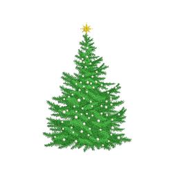 Christmas Tree with Snowflakes Machine Embroidery Design, 6 sizes, Instant Download