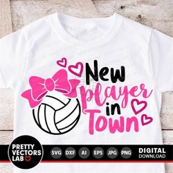 New Player In Town Svg, Volleyball Svg, Newborn Svg Dxf Eps Png, Baby Girl Cut Files, Baby Shower Svg, Volleyball Mom Sv