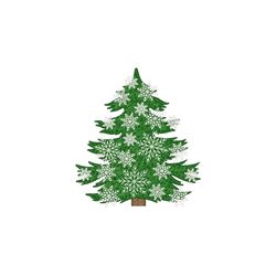 Christmas Tree With Snowflakes Machine Embroidery Design, 4 sizes, Instant Download