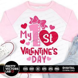 My 1st Valentine's Day Svg, Girl Valentines Day Svg, Valentine Quote Svg Dxf Eps Png, Baby Cut Files, Newborn Svg, Kids,