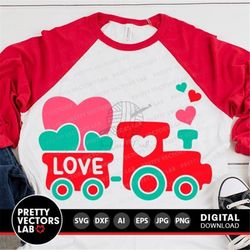 Valentine Train with Hearts Svg, Valentine's Day Svg Dxf Eps Png, Funny Love Cut Files, Kids Shirt Design, Baby Clipart,