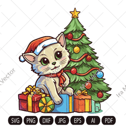 Christmas cat png, Christmas cat with gifts, Cat png, Cat Lover, Merry Christmas,  cat png, Christmas Shirt Desi