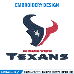 Houston Texans logo Embroidery, NFL Embroidery, Sport embroidery, Logo Embroidery, NFL Embroidery design.
